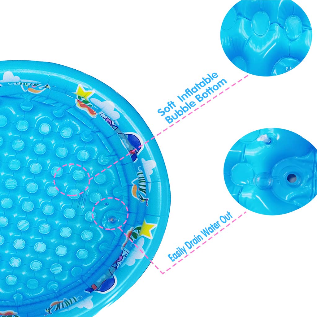 Big Summer 3 Rings Kiddie Pool with drain hole simplifies water release after playtime.