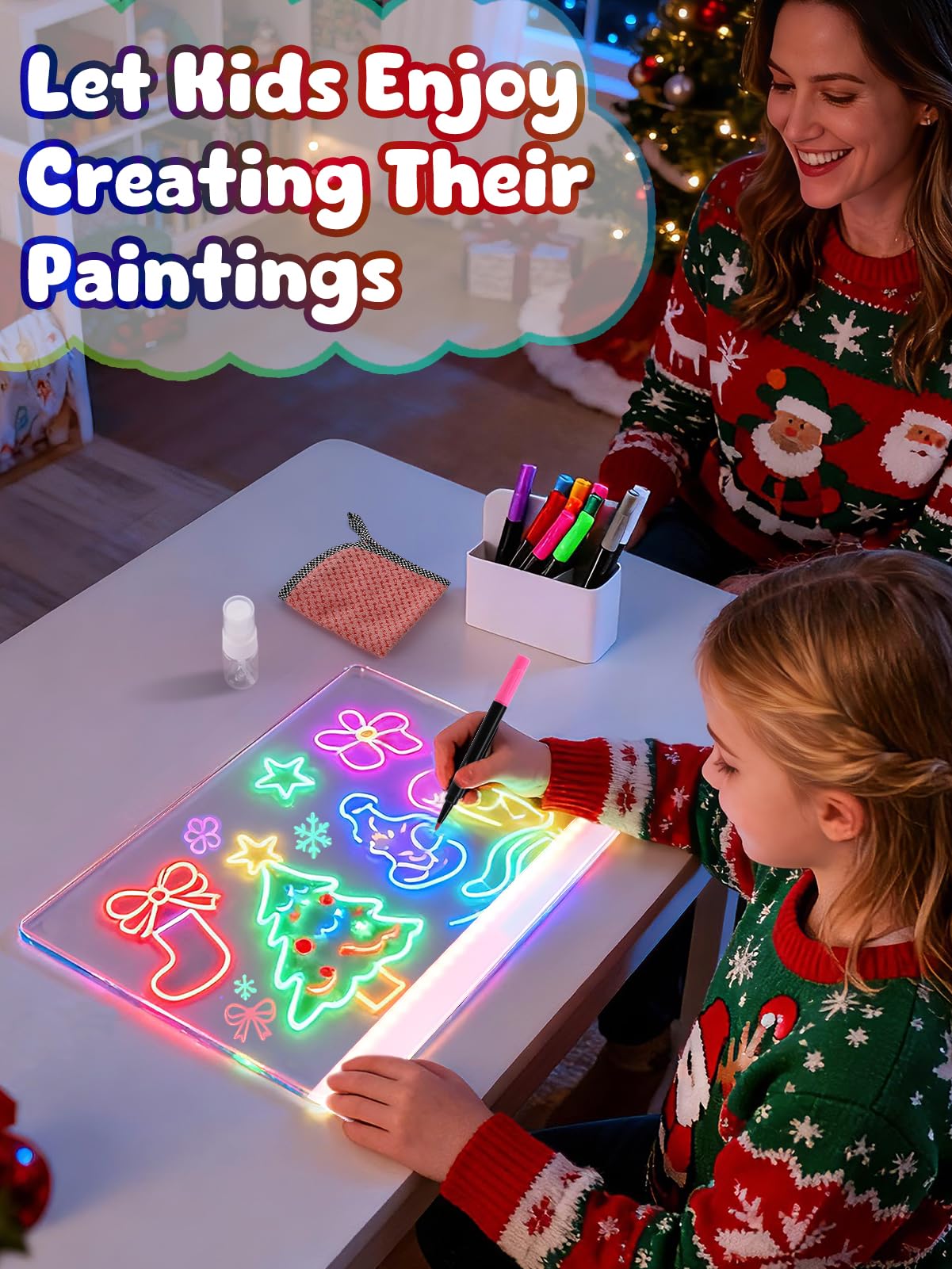 Biggun LED drawing board displaying four lighting modes for different effects.