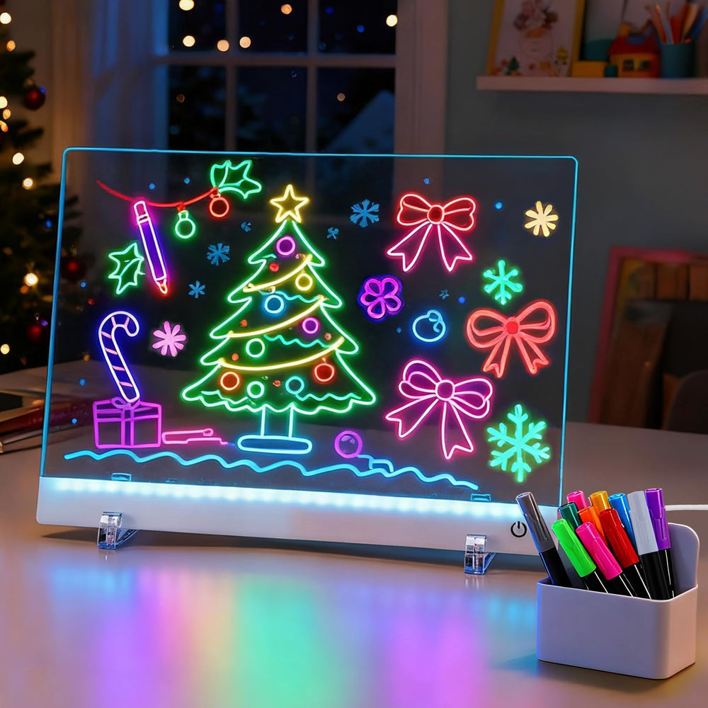 Biggun light-up drawing board front view with vivid LED glow for kids.