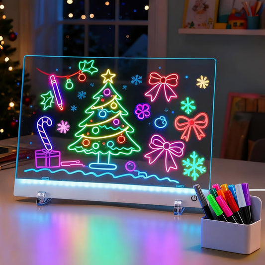Biggun light-up drawing board front view with vivid LED glow for kids.