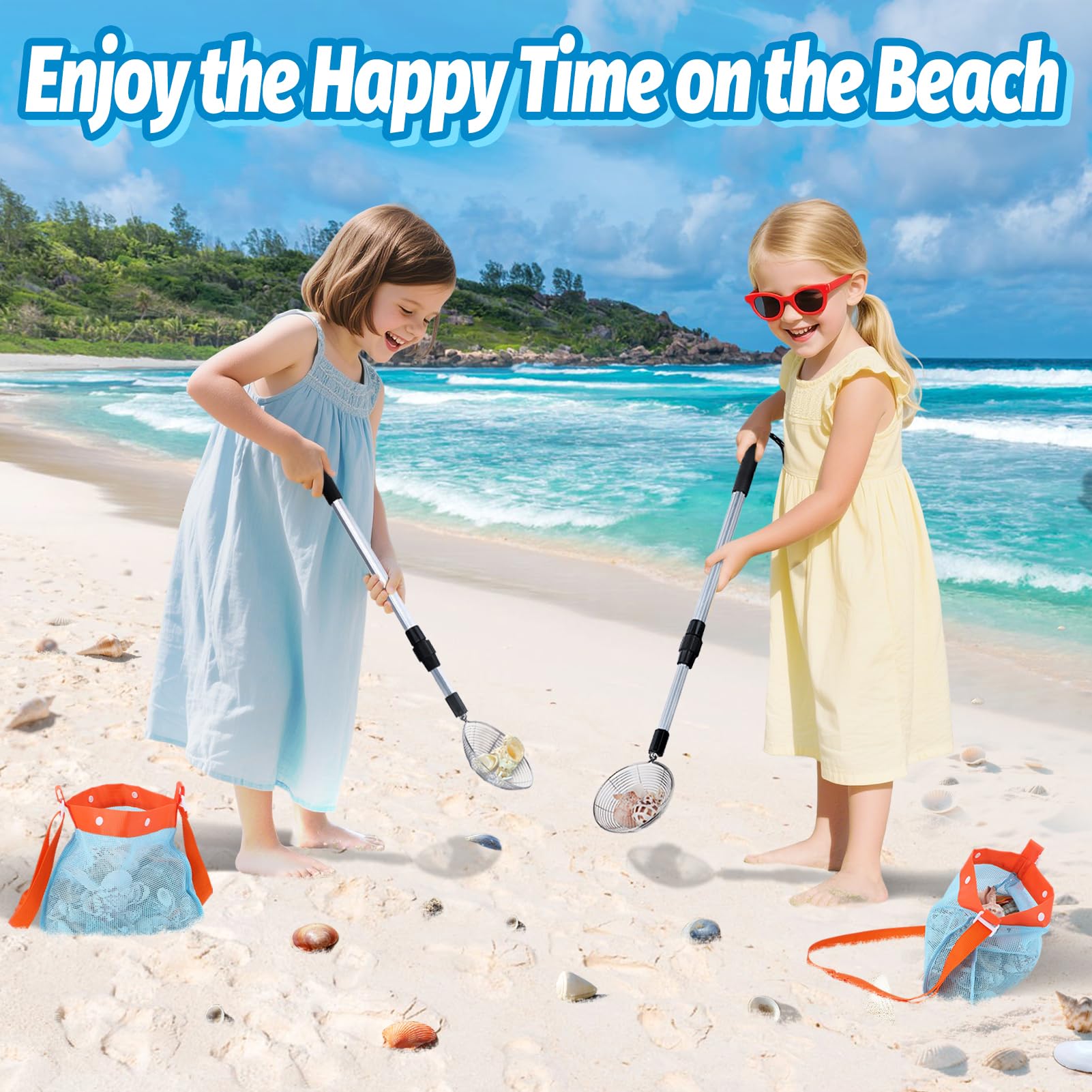 Shark tooth sifter head with mesh design enables quick sand separation.