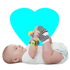 Bigib baby wrist rattle toy ready for grasping and exploration.