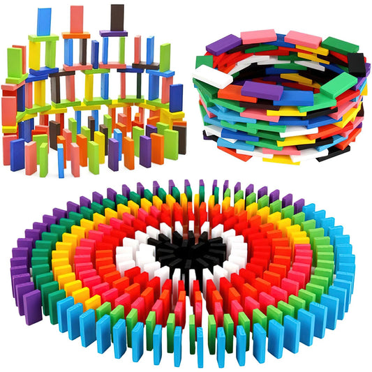 BigOtters dominoes set with 360 pieces laid out for a colorful learning session.