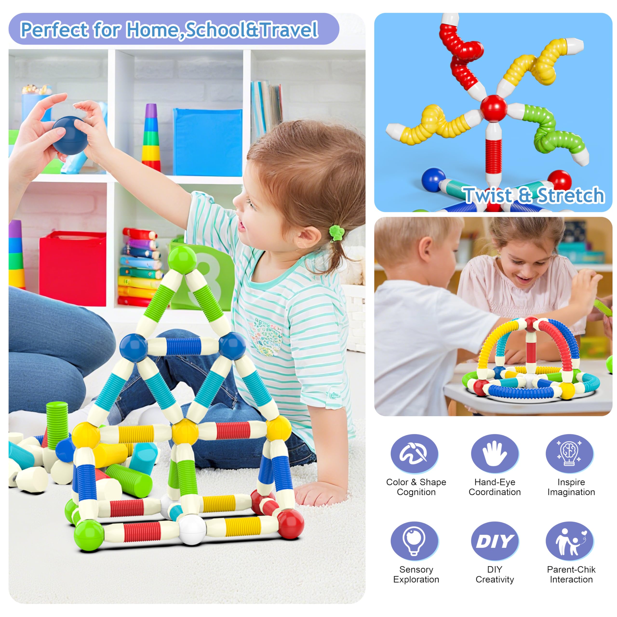 BIGRANK family or classroom session with magnetic blocks fosters cooperative building.