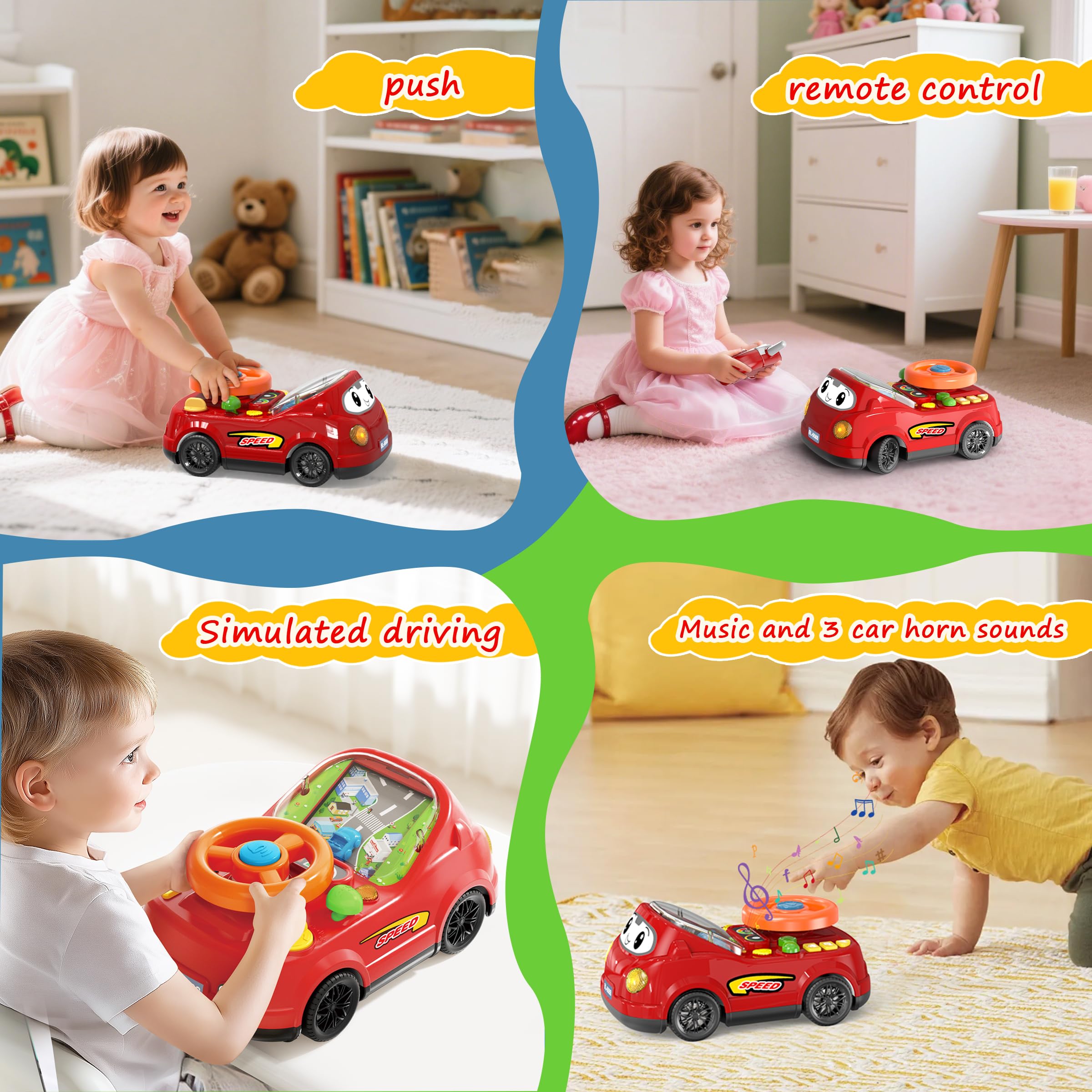 BIGRANK RC car control panel buttons support simple, engaging learning for little hands.