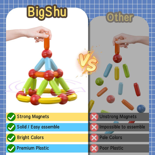 BigShu magnetic rods and balls in vibrant colors for hands-on STEM play.