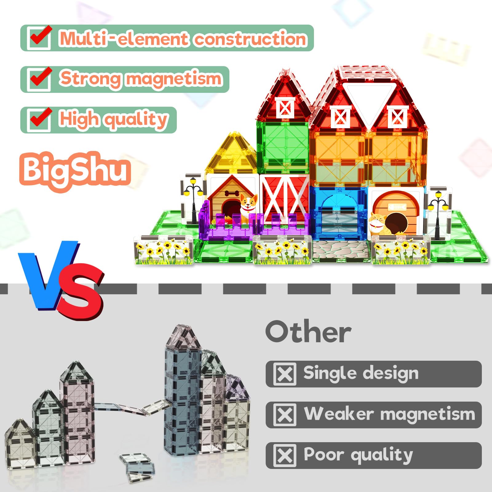 BigShu colorful squares and triangles support creative construction and color recognition