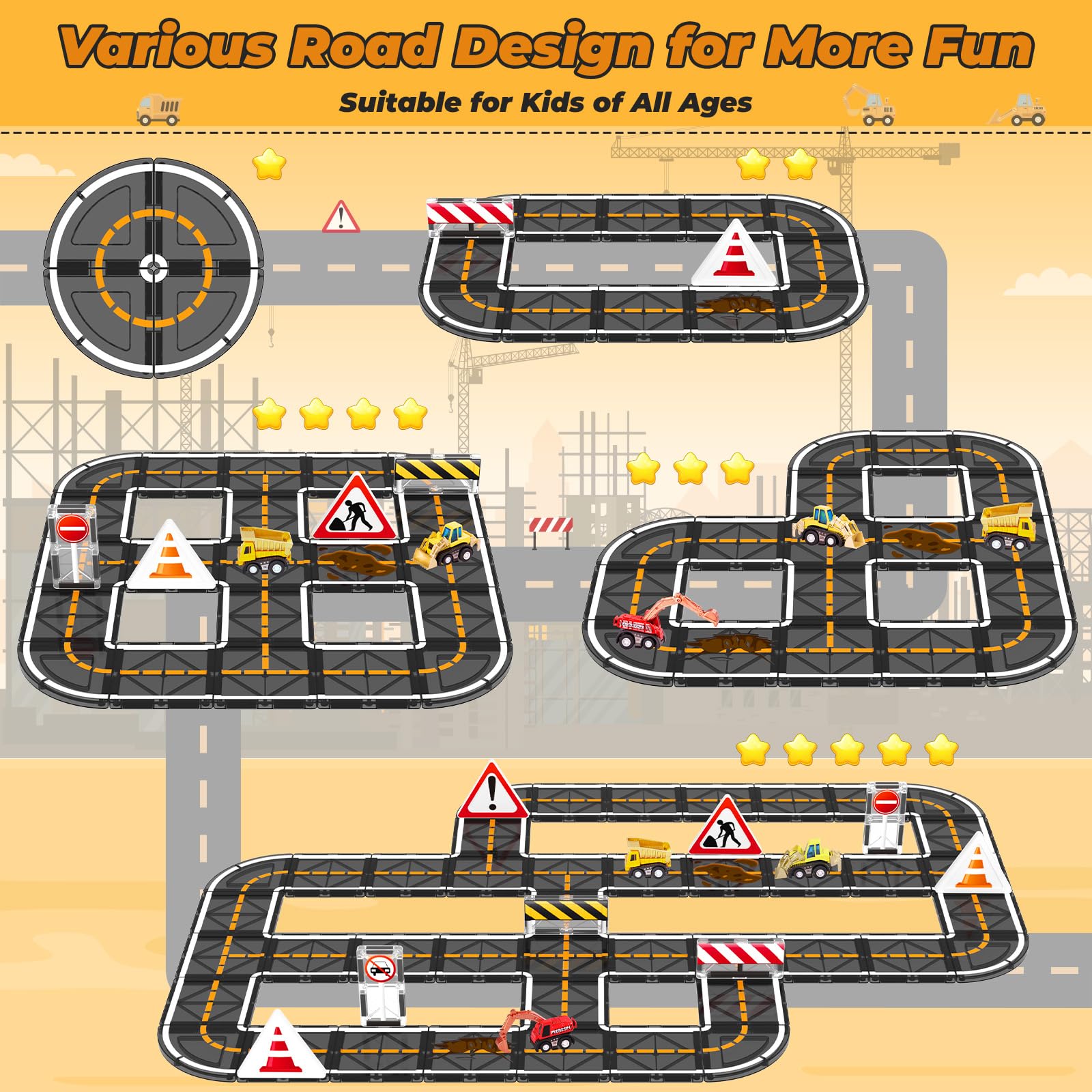 BigShu road tiles are compatible with other brands for expanded play.