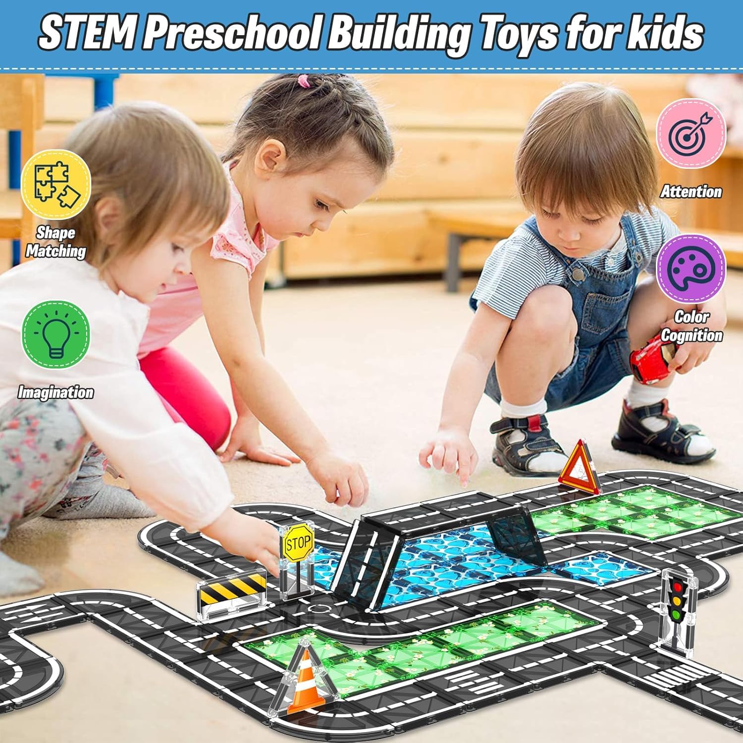 BigShu magnetic tiles compatibility highlights expandable play with other tile sets.