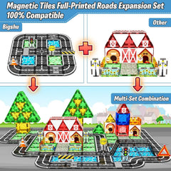 BigShu magnetic tiles grass lake background supports varied city-scape scenes.