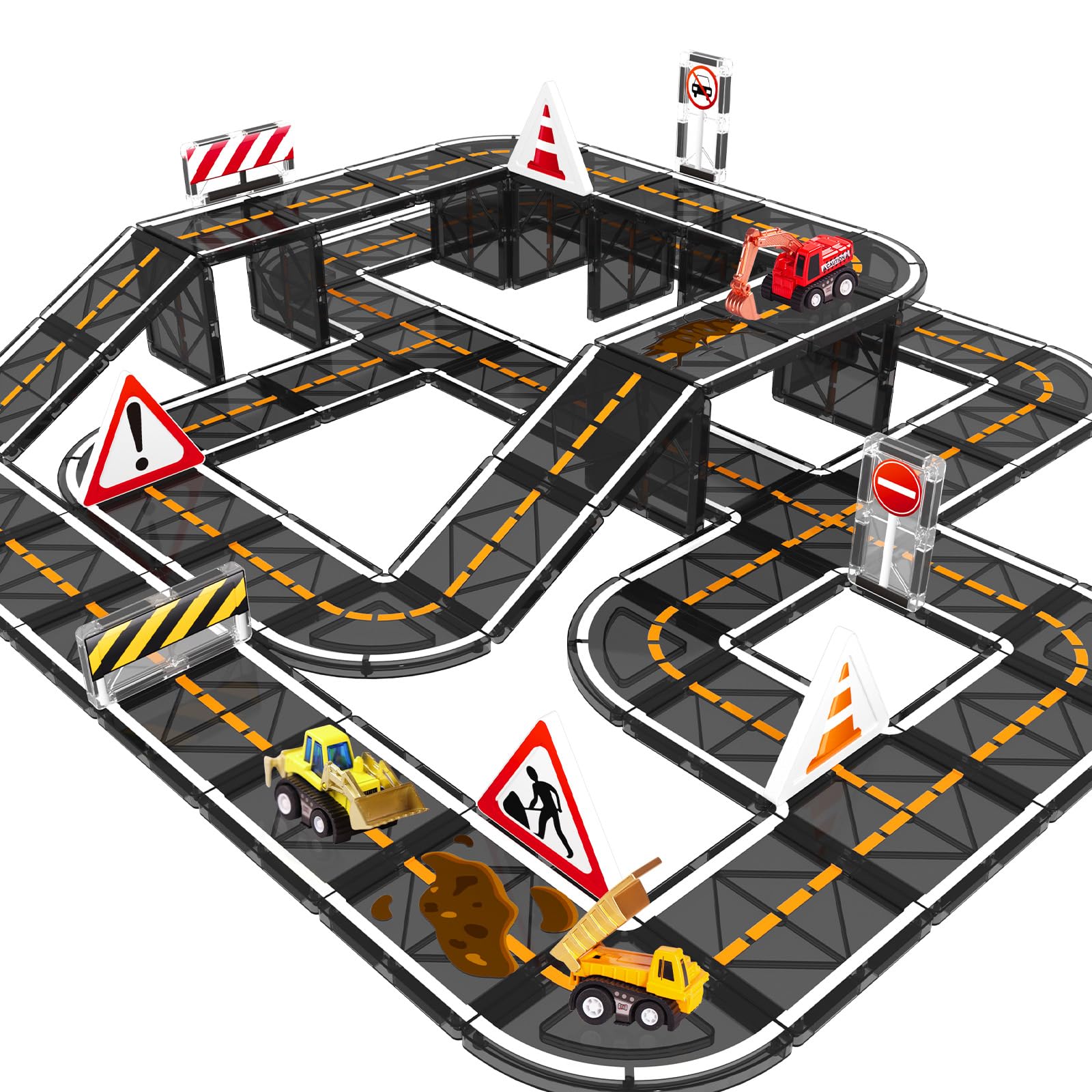 BigShu magnetic road tiles set enabling imaginative building and road networks.