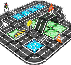BigShu magnetic tiles roads printed layout promotes creative city-building play.