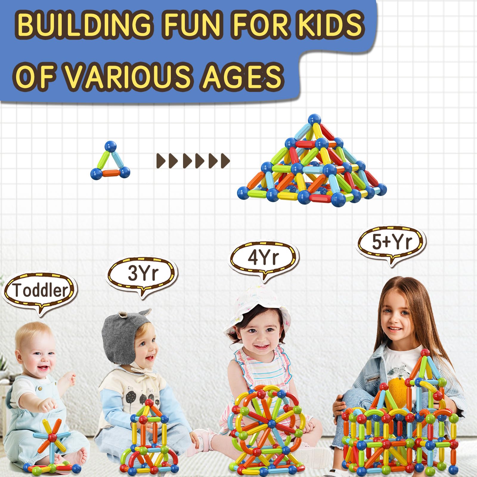 Safe ABS plastic blocks with strong magnets for safe, easy handling.