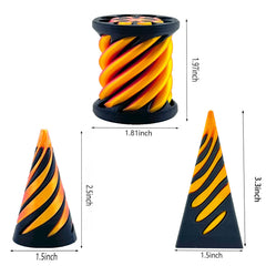 Bigted spiral cone fidget toy demonstrates smooth twisting for concentration.