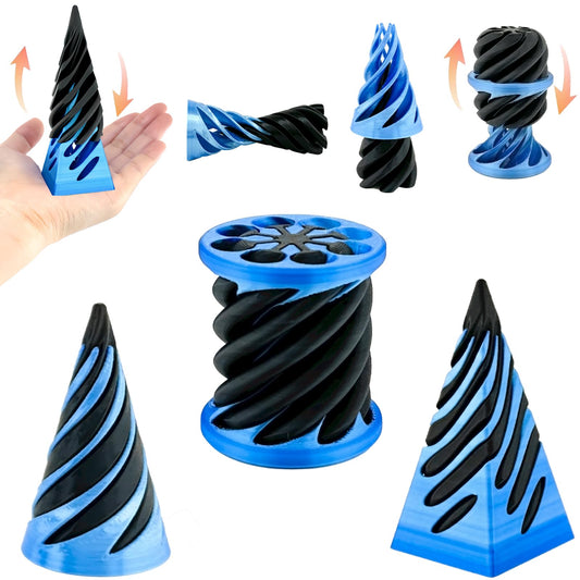 Bigted three-pack pyramid passthrough blue, tactile stress-relief desk toy