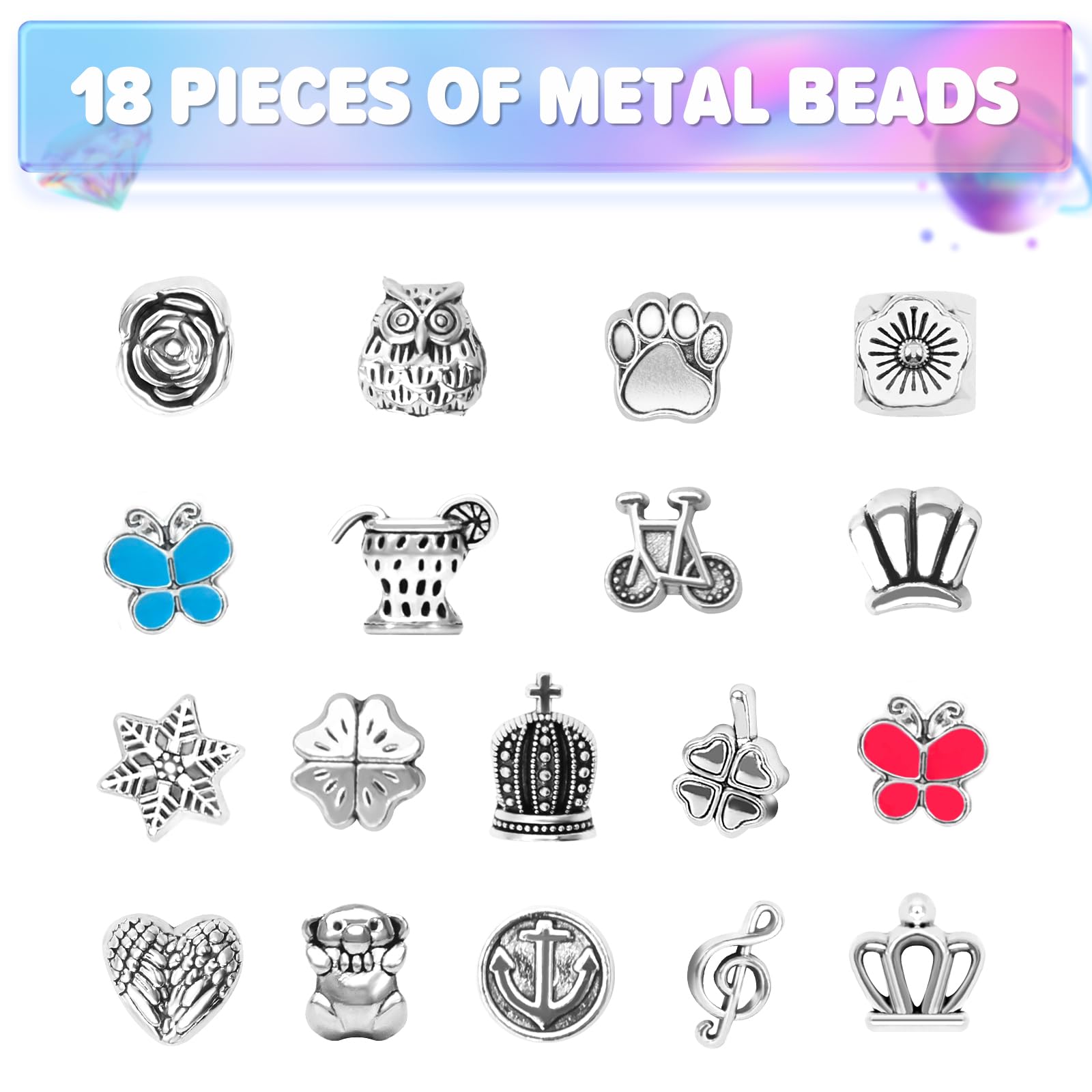 BIIB metal beads and colorful crystals for playful mixes