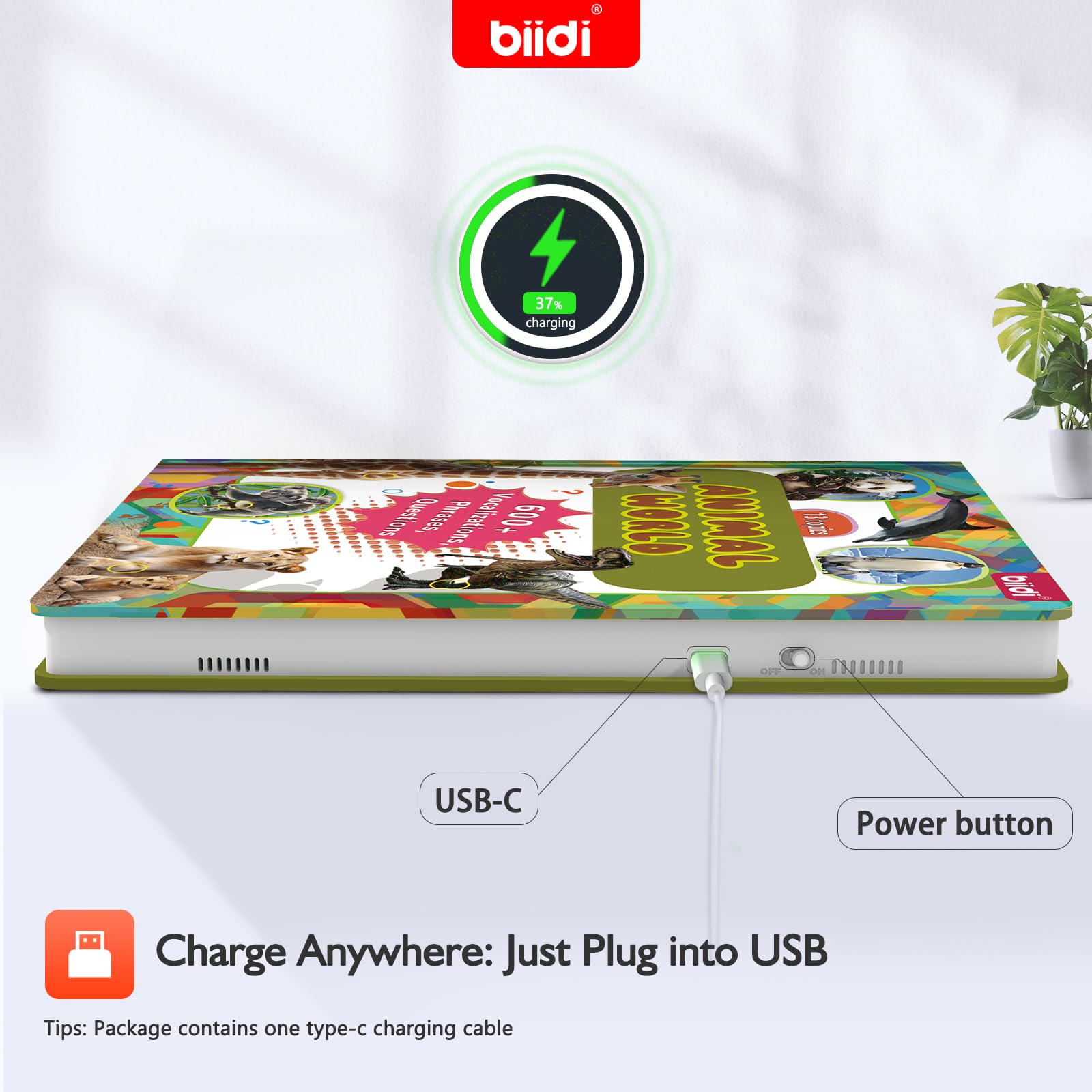Biidi Type-C charging page promises quick recharge for long play sessions.