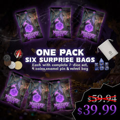 BiiSaa polyhedral dice set for RPG play and dice goblins.
