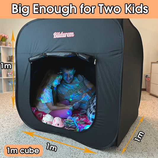Bildurem Sensory Tent with blackout design supports focused activities in dim lighting.