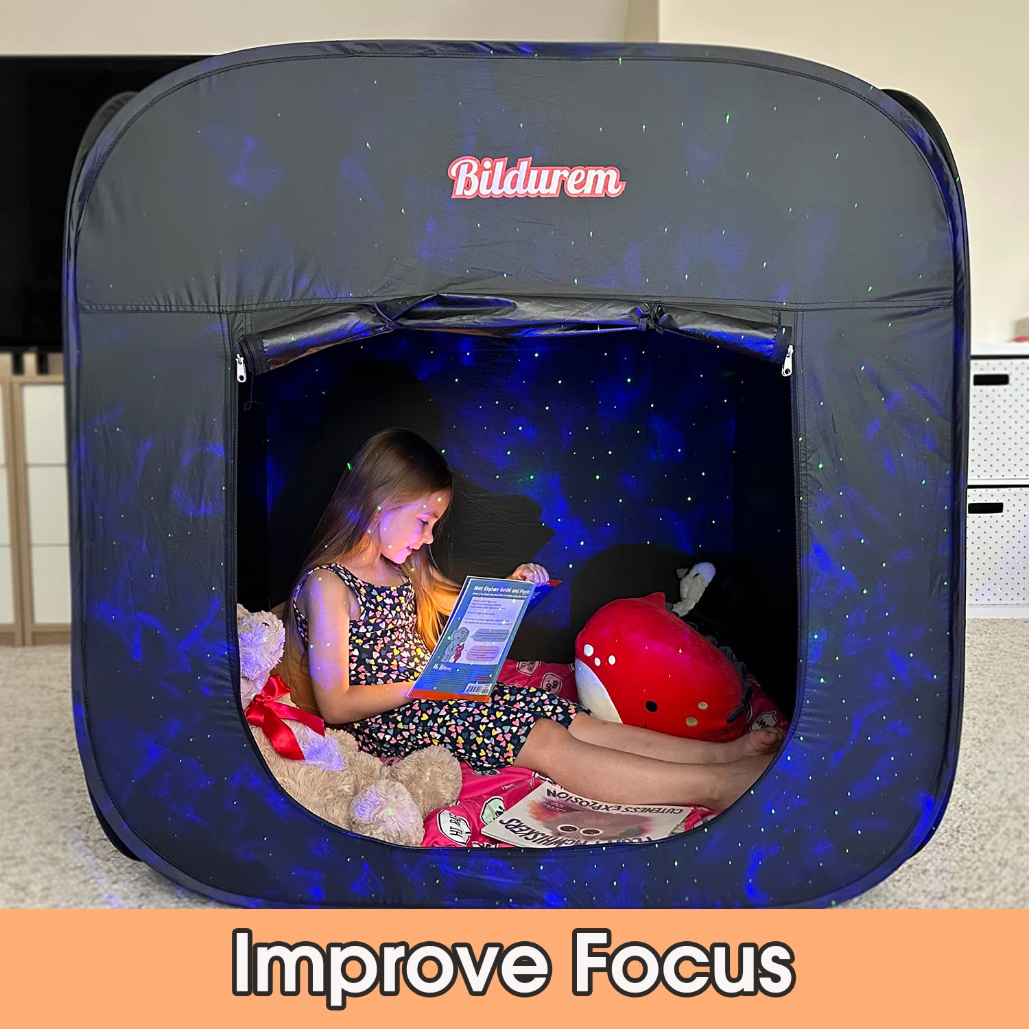 Bildurem Sensory Tent fits two kids for shared quiet time.