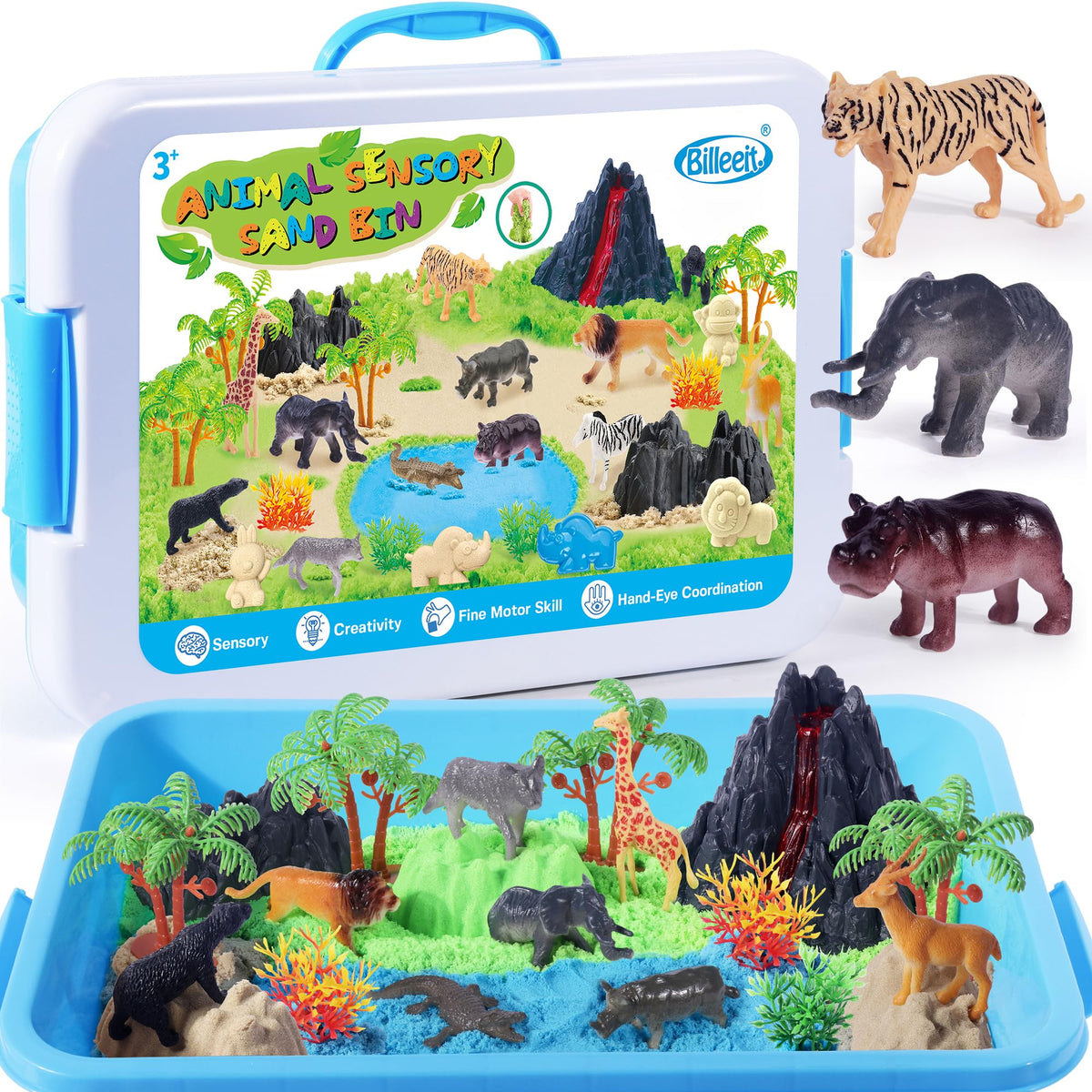 Billeeit Animal Sensory Bin map set for imaginative zoo play.