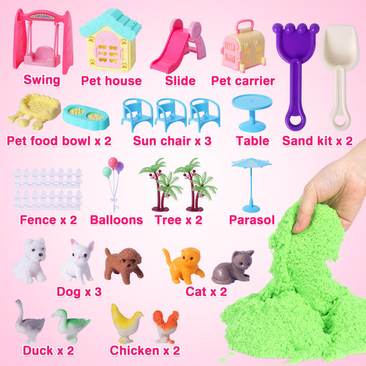 Billeeit green moldable sand close-up for tactile play and creativity