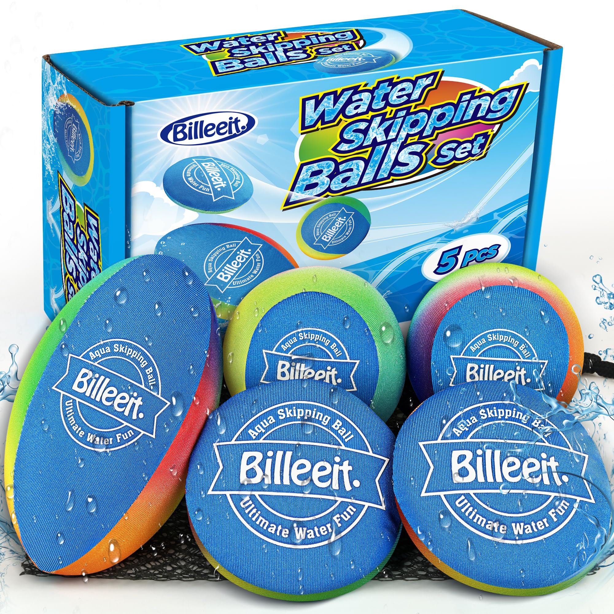 Billeeit water rugby ball in rainbow colors for aquatic play.