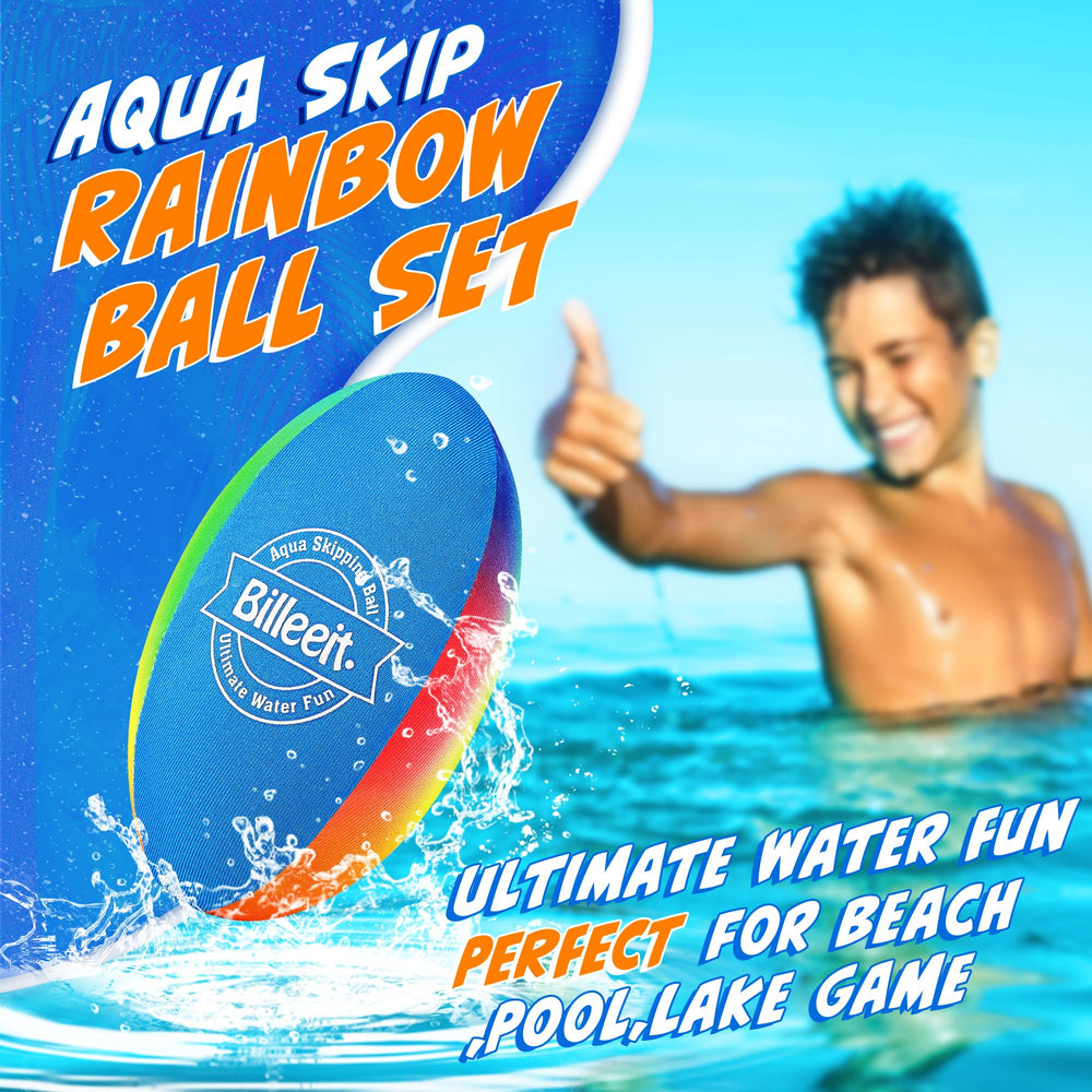 Billeeit rainbow water skipping ball 1, durable and easy to spot.