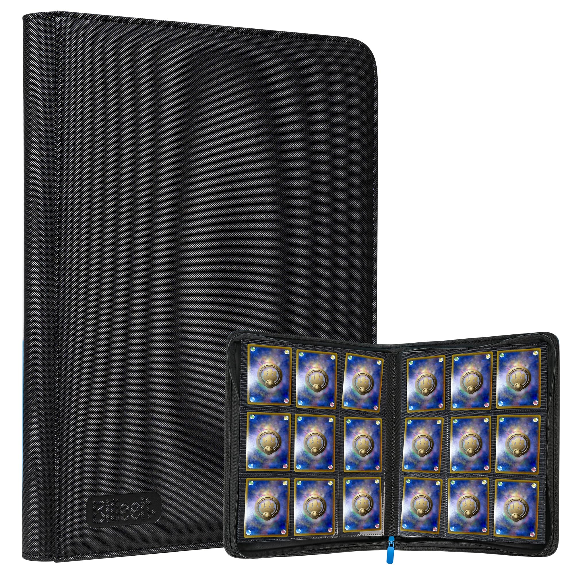Billeeit zipper binder front cover with premium black finish for durable storage.