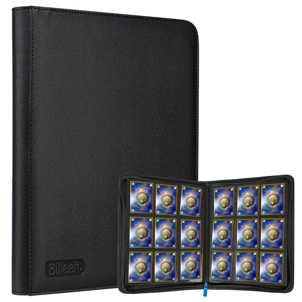 Billeeit zipper binder front cover with premium black finish for durable storage.