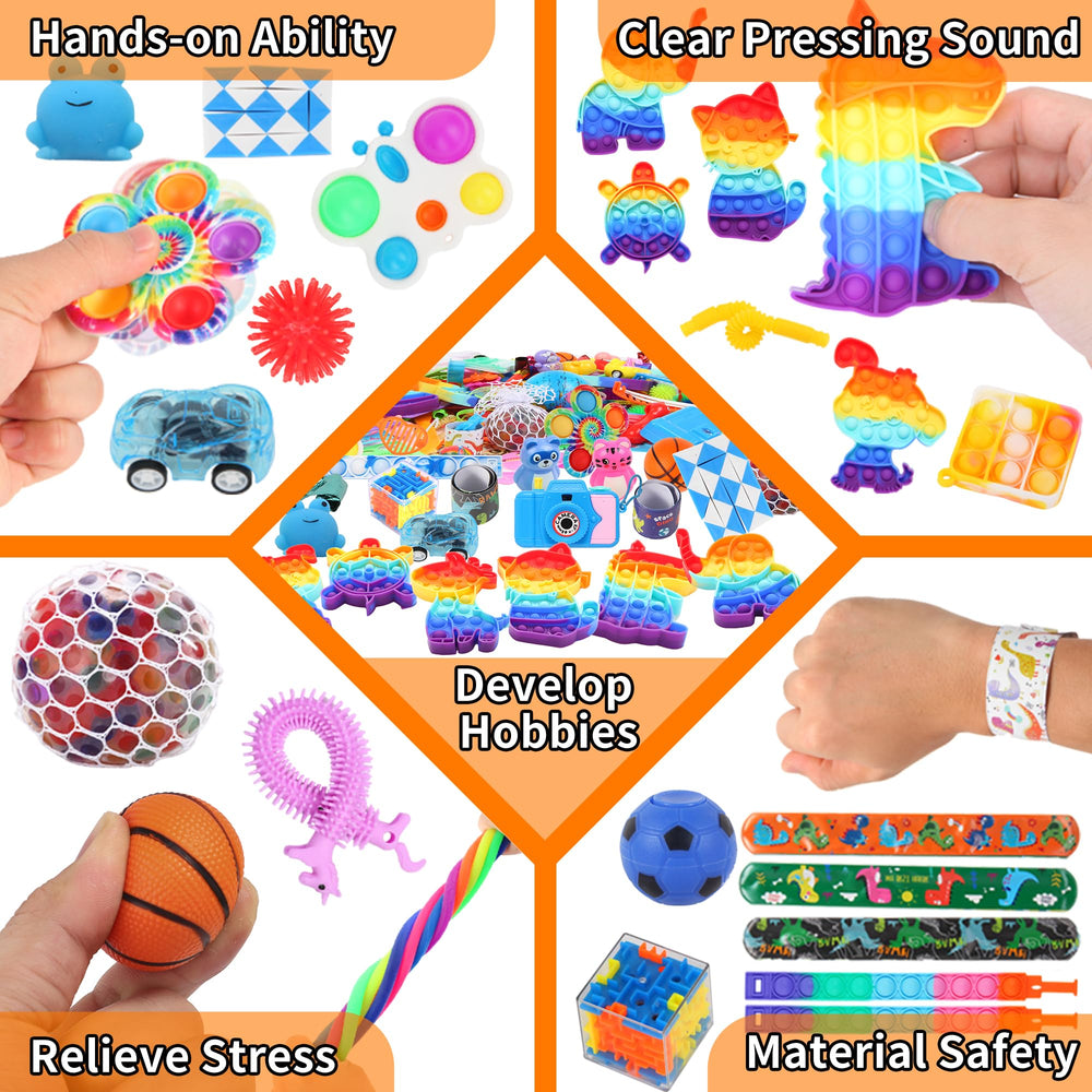 Billfull fidget tubes four-pack versatile pop and squeeze toys for travel