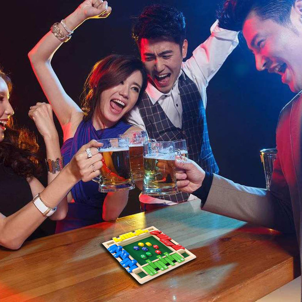 Billowvolve Shut The Box wooden dice roll smoothly on a polished surface.