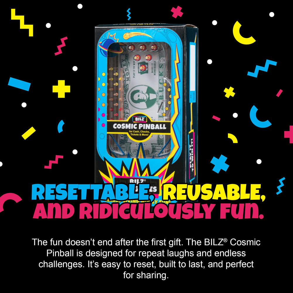 BILZ Cosmic Pinball cash or notes fit inside for flexible gifting.