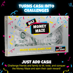 BILZ Money Maze envelope flap open shows the surprise reveal.