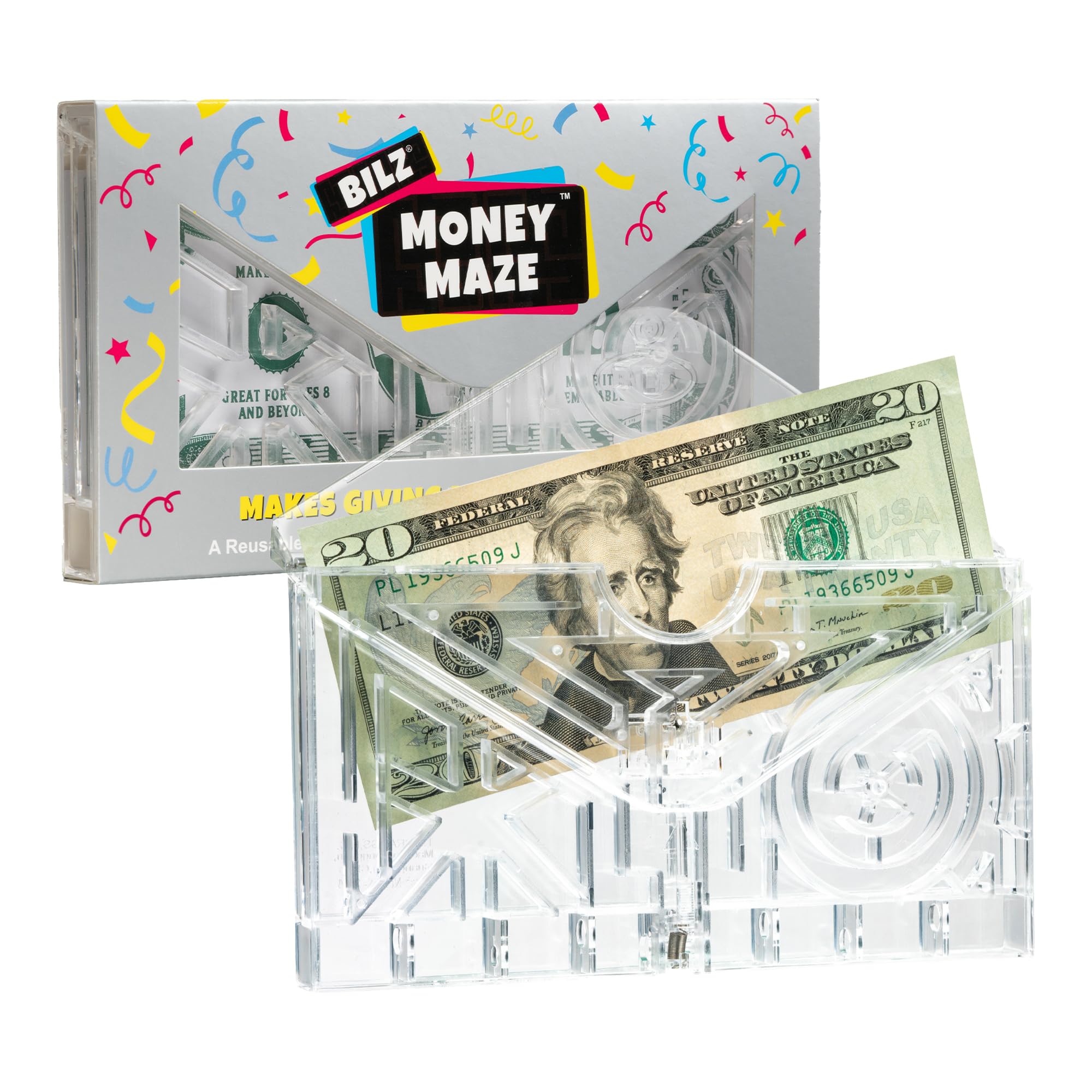 BILZ Money Maze packaging front presents a gift-ready arrangement for special occasions.
