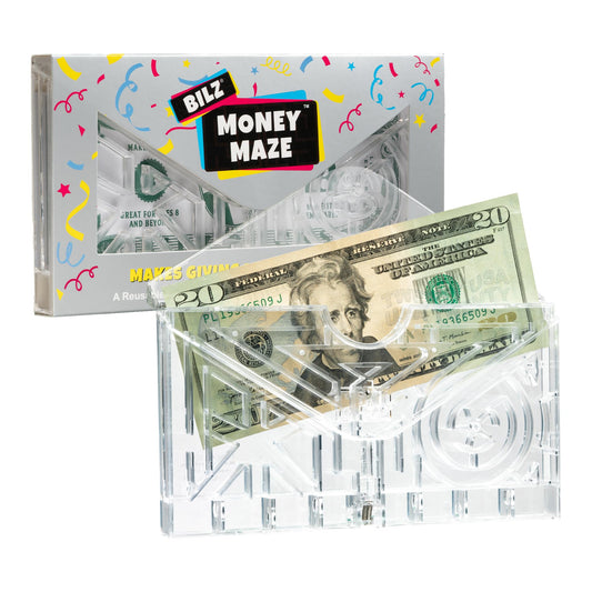 BILZ Money Maze packaging front presents a gift-ready arrangement for special occasions.