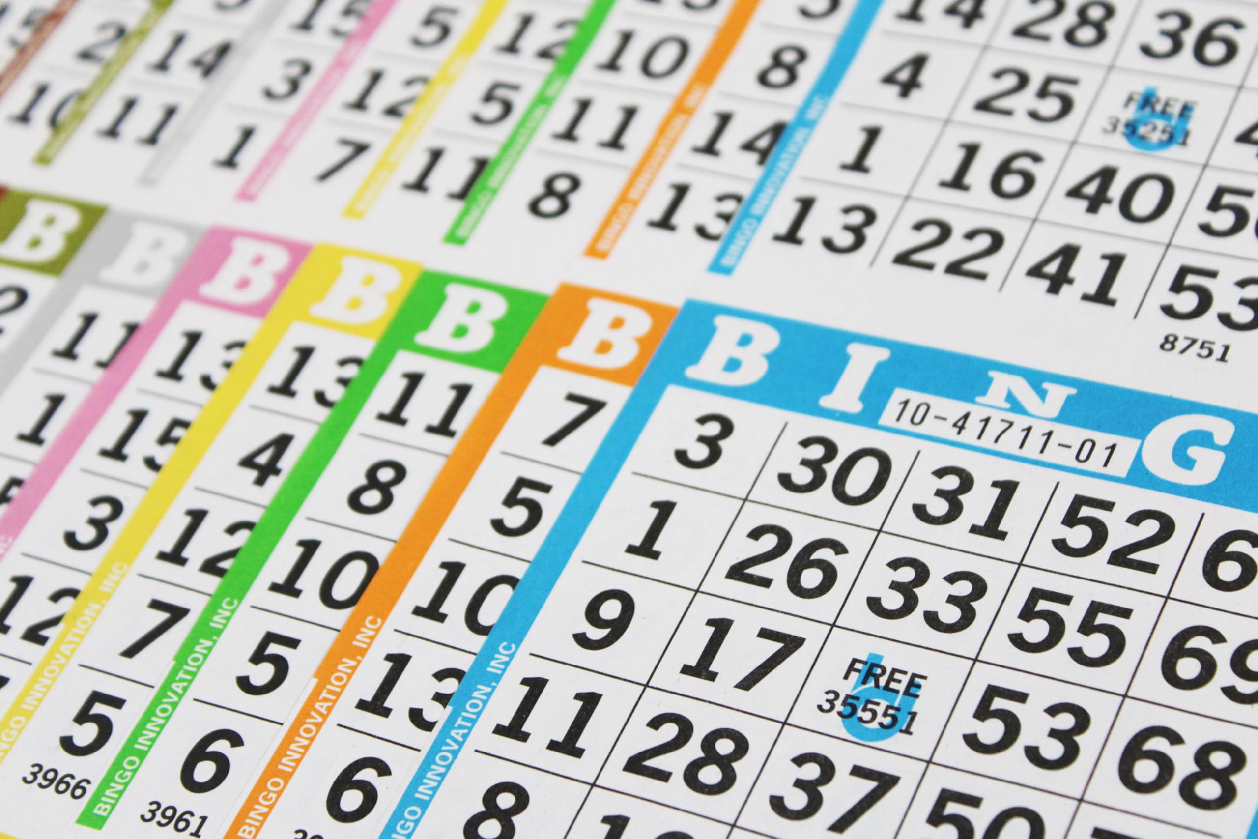 Bingo Innovation Bingo Books displaying 6 faces per sheet for variety