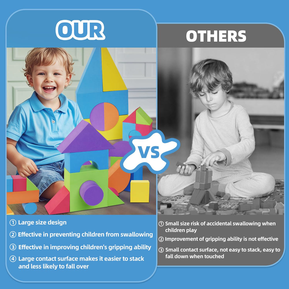 Bingyouth foam blocks for stacking play promote hand-eye coordination and imagination.