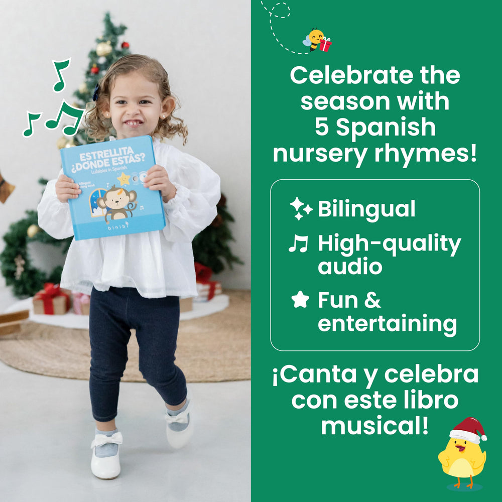 Binibi five nursery rhymes page sequence with phonetic cues for bilingual learning.