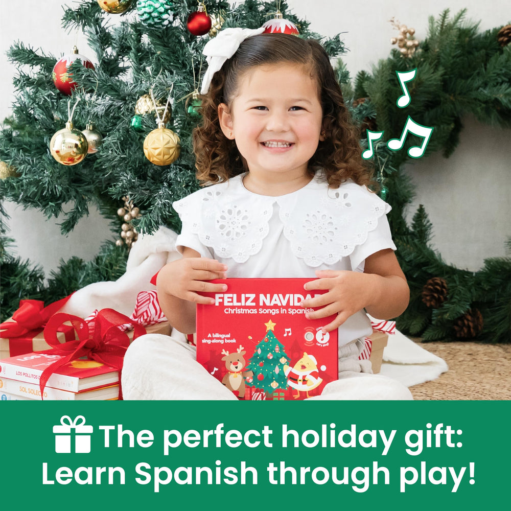 Binibi Spanish Musical Book illustrations show vibrant holiday scenes supporting sensory growth.