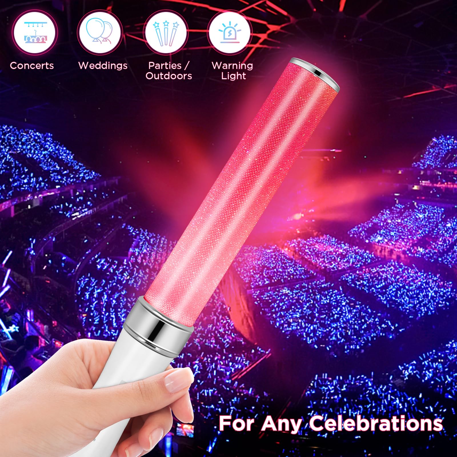 Binwo glow sticks powered by included AAA batteries for immediate use