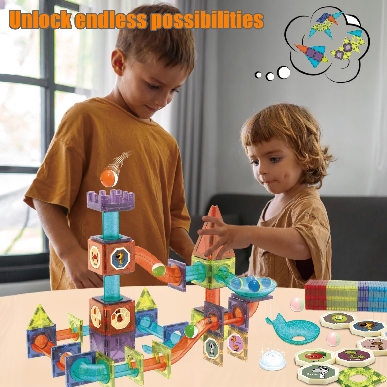 BINZKBB magnetic tiles ramp adds incline sections for dynamic marble descent