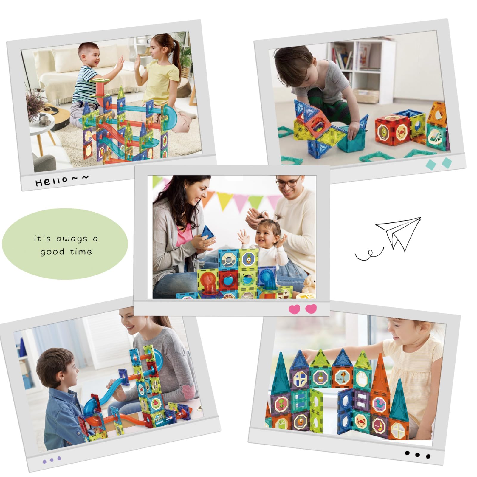 BINZKBB magnetic tiles feature safe rounded edges for tiny hands