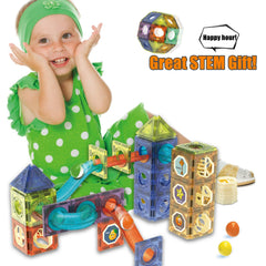BINZKBB magnetic tiles U-turn enables looping marble journeys
