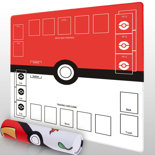 Biouai playmat full two-player layout with red design and clear card zones.