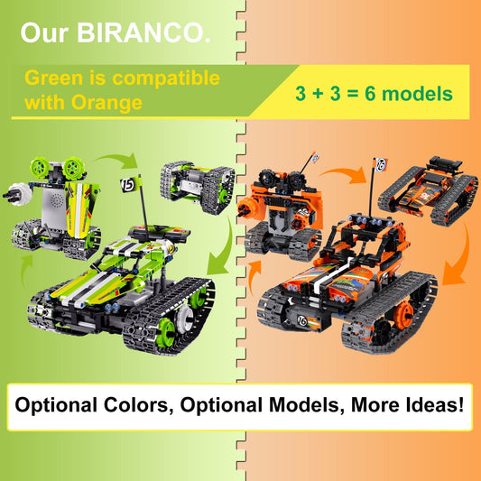 BIRANCO 3-in-1 kit unboxing showing colorful parts and potential builds.