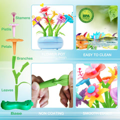 BIRANCO Flower Garden Building Set with colorful pieces for creative design and early STEM exploration.