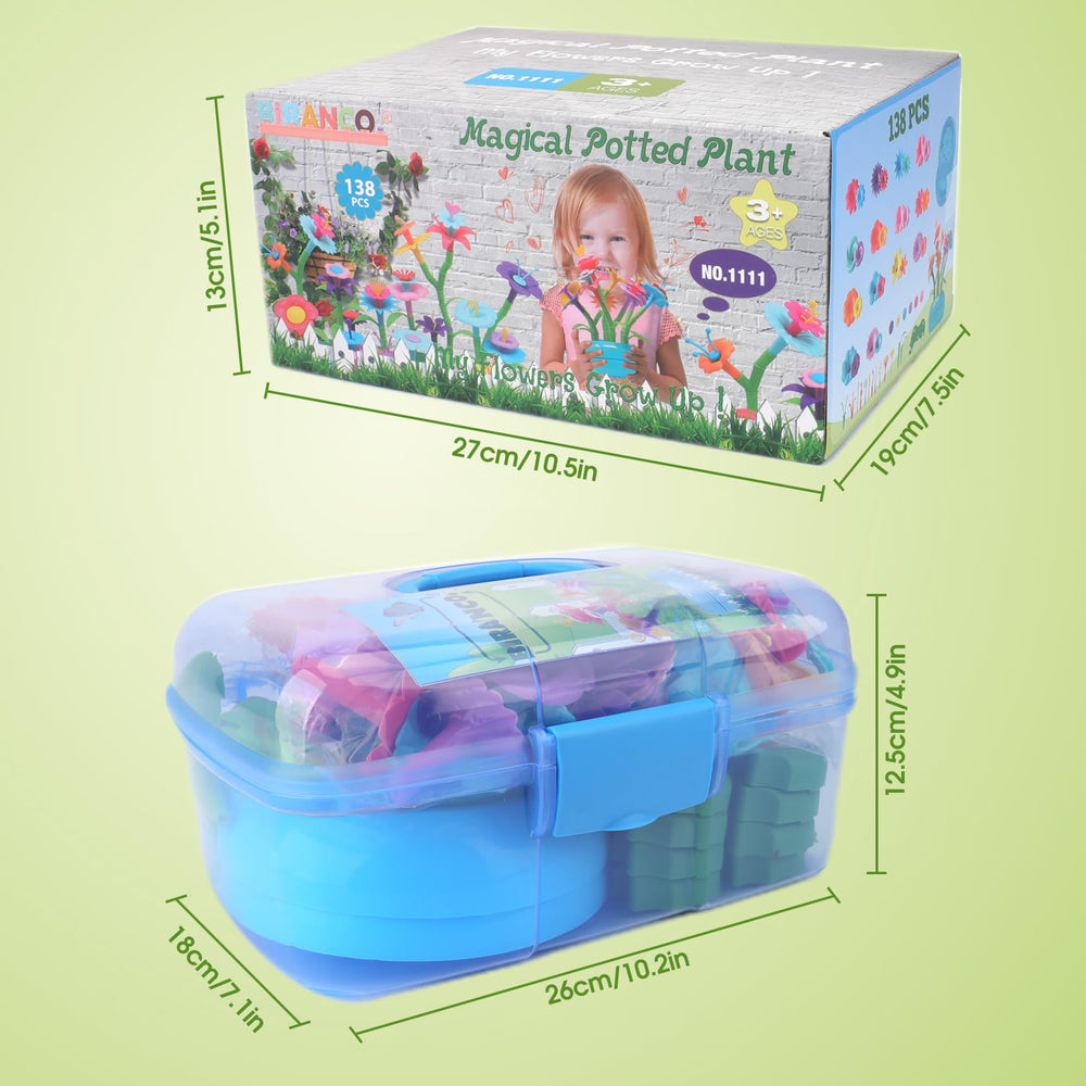 BIRANCO Flower Garden Building Set includes STEM-friendly stem parts for flexible construction.