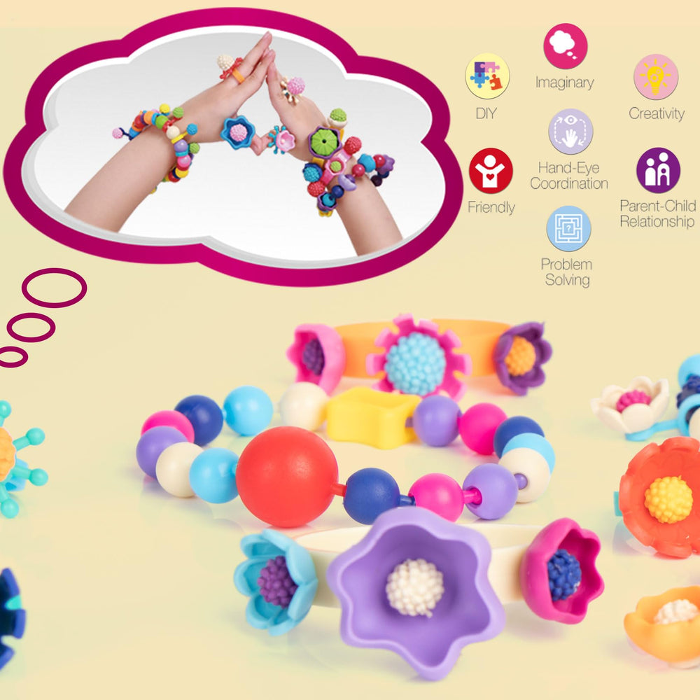 Biranco Pop Beads assembled necklace showcases easy snap-together design.