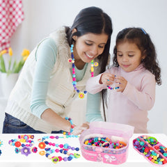 Biranco Pop Beads crafting session with friends encourages imaginative play.
